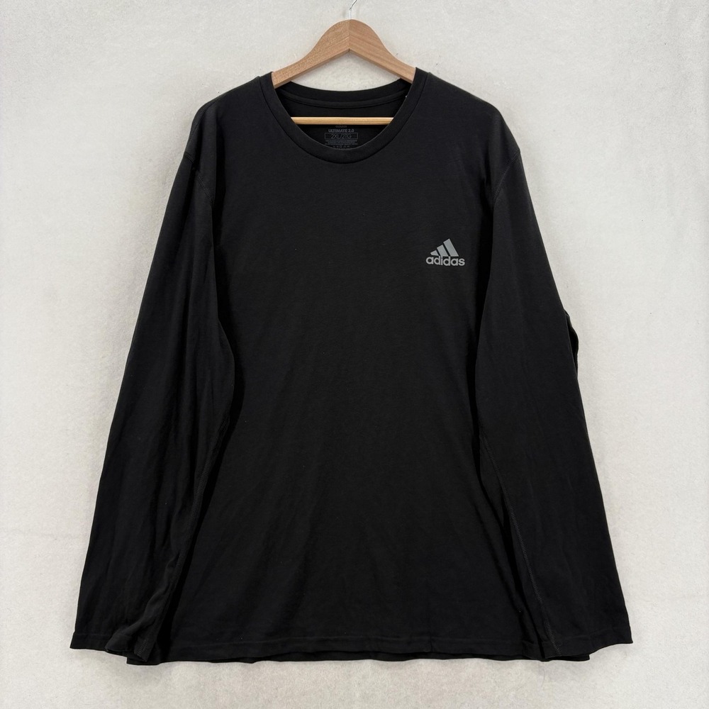 Adidas Ultimate LS Shirt Mens 2XL Black Climalite Long Sleeve Moisture Wicking